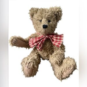 Boyds Bear Archive Series Jointed Arms/Legs/Head Burgundy Ribbon/bow 17" 90s EUC